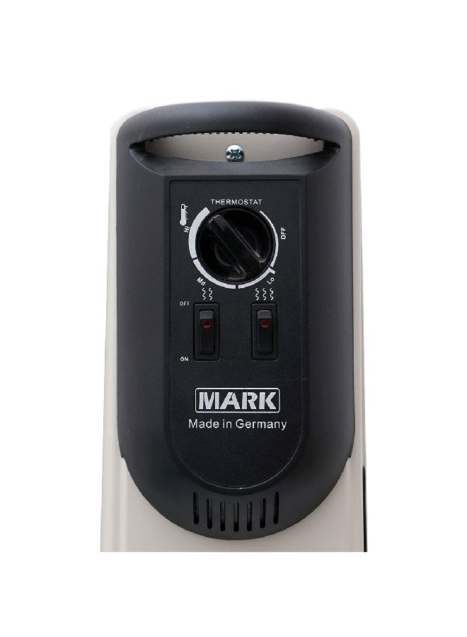 مارك مدفأة زيتية سريعة التسخين ومعدنية بقوة 2500 واط، مع 12 ريشة باللونين الكريمي والأسود 68 x 17 x 70 ملم MAV-2512 / MRK-2512 - Image 4